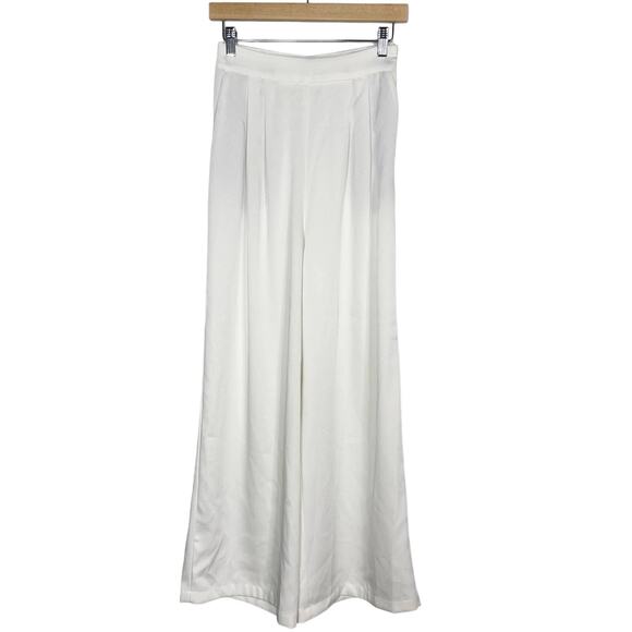 Talulah S White Pleated Wide Leg Pants Trousers Pockets High Waist Lightweight - Picture 1 of 11